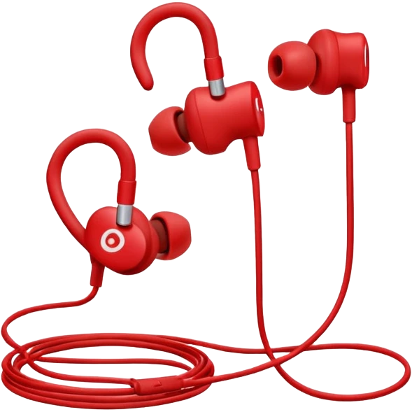 red wired earbuds emoji