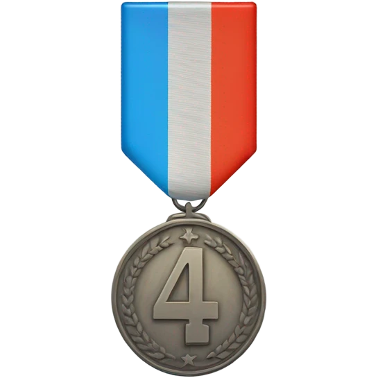 4th place medal that looks faded, grey, or bland so that it is clearly worse than the first three places. emoji