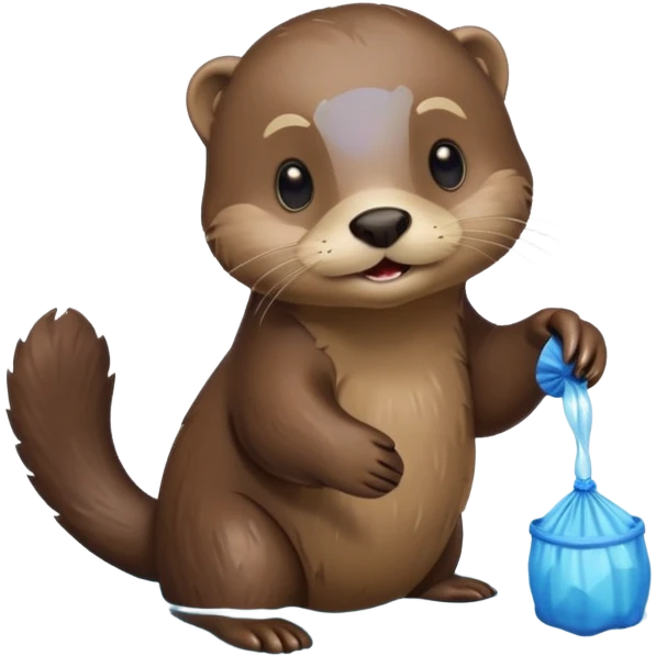 an otter picking up trash emoji