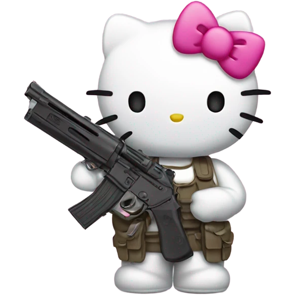 Hello kitty with gun emoji