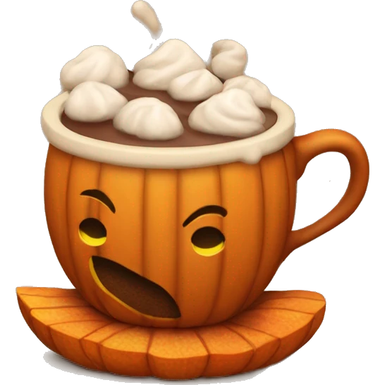 Hot cocoa in a pumpkin-shaped cup emoji