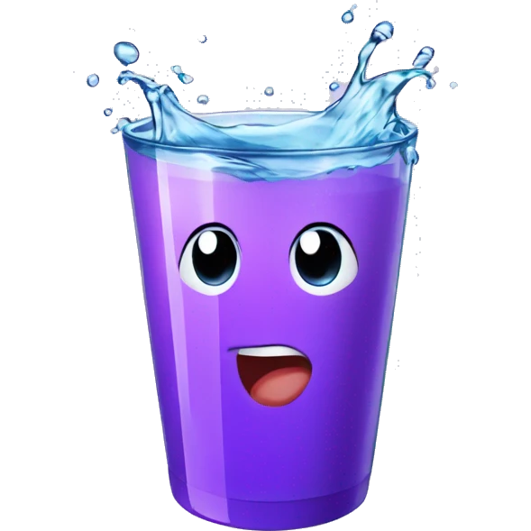 splashing glass of water in a purple cup emoji