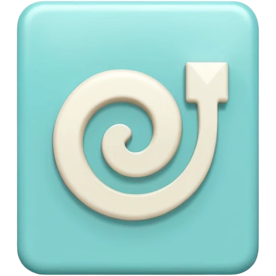 a Tiny compressed Stylized light-turquoise whirlwind symbol inside a pastel white slightly shaded square icon, light turquoise glossy borders emoji