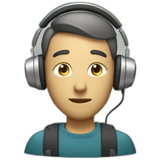 Man wearing headphone thinking emoji