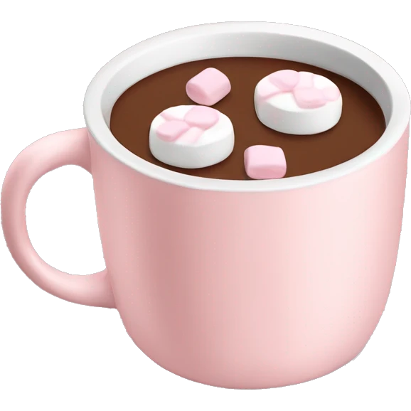 Light Pink mug of hot chocolate with marshmallows  emoji