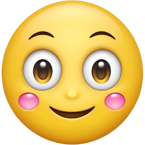 A cute smiling yellow emoji with big sparkling eyes, cartoon style, 3D, bright colors, high detail emoji
