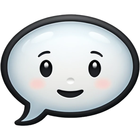 Message bubble, white, black emoji