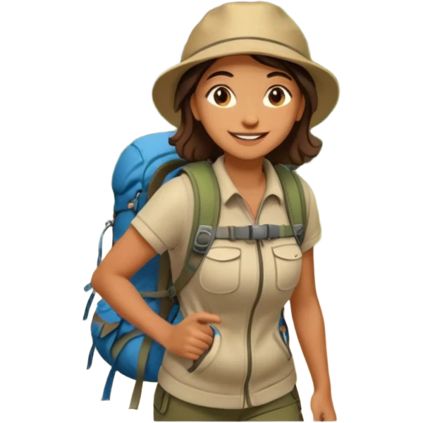 woman hiking in the woods in the sunshine emoji
