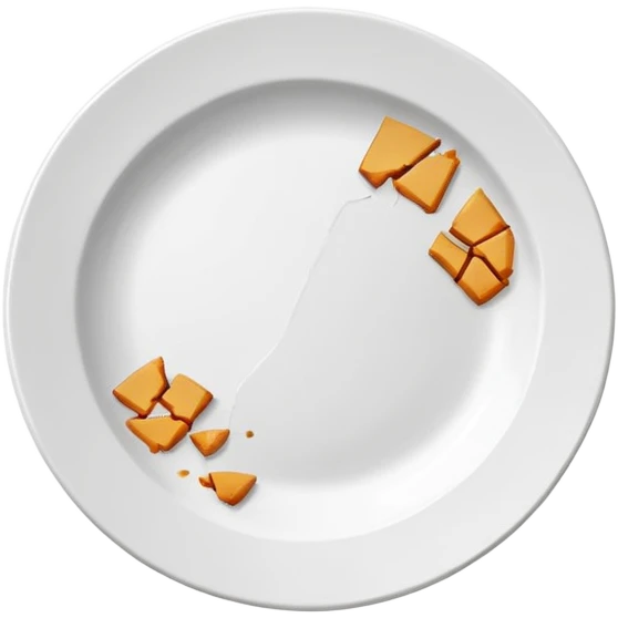 a round white plate broken with bits here and there emoji