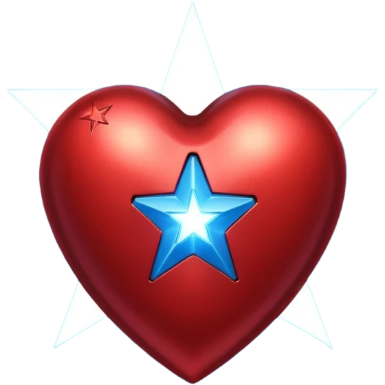 A red Iron Man heart with a glowing blue star in the center emoji