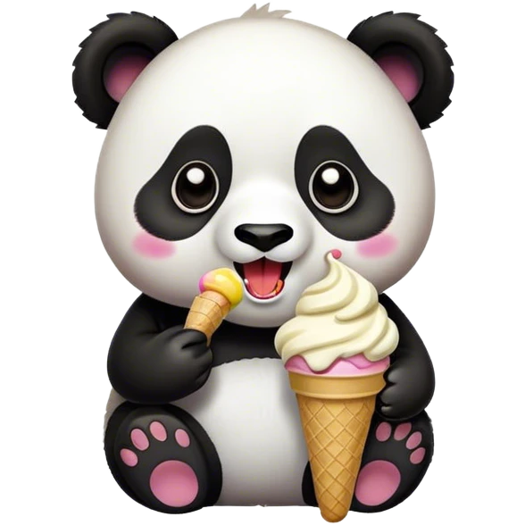 Panda eating ice cream emoji