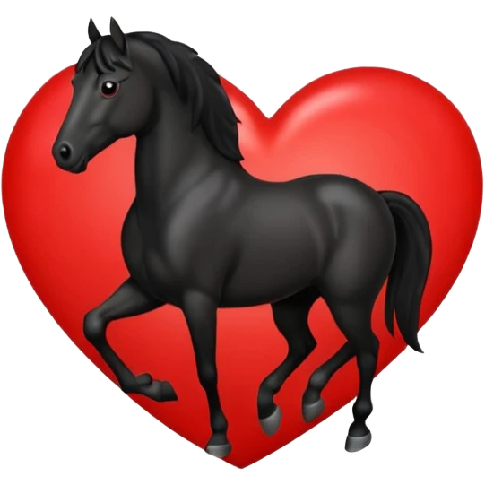 Black Horse centered within a red heart emoji emoji