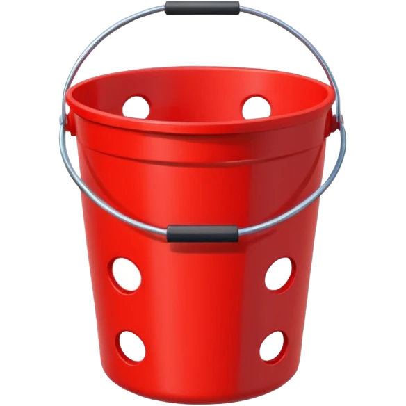 red bucket with holes emoji