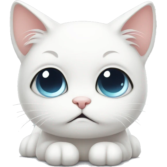 Sad white cat kawaii cute emoji