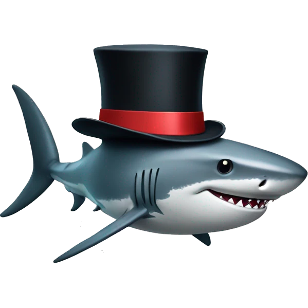 Shark with a top hat emoji