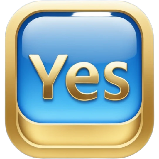 the word "yes" in blue and gold emoji