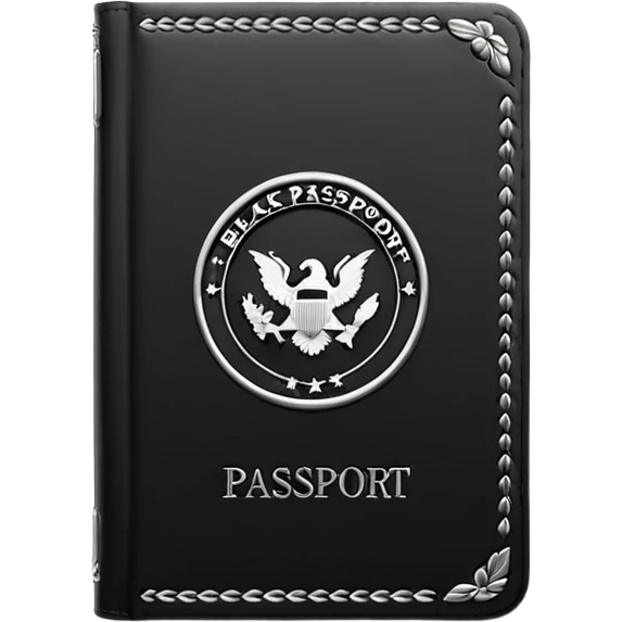 black passport with minimal silver details emoji