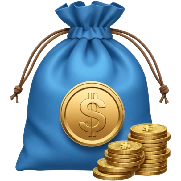 money bag on top of blue coins stack emoji
