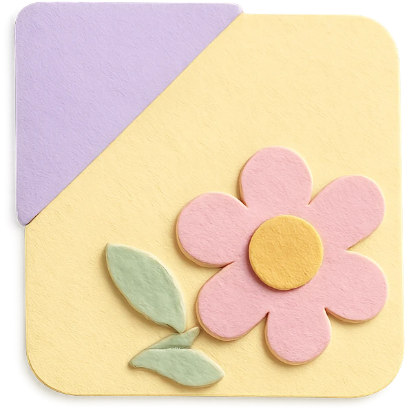 soft pastel gentle corner sticker with floral pattern, pastel yellow background emoji