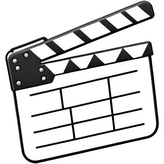 movie clapper outline only, just two rectangles with a diagonal line, no fill, black line art only emoji