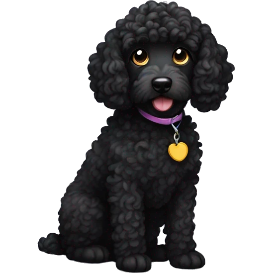 black doodle dog curly emoji
