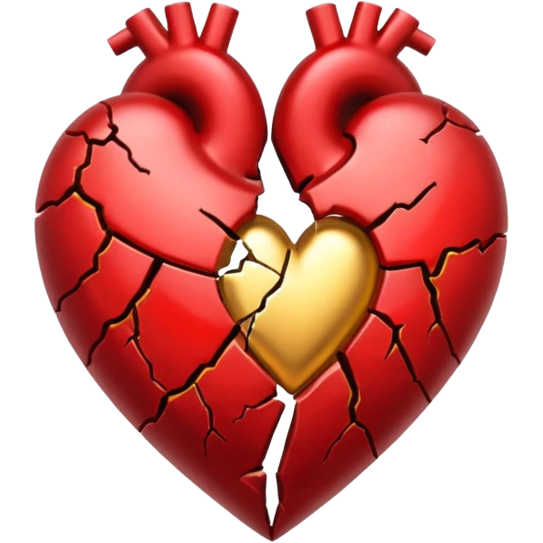 Make a heart with one crack down the middle making it split into two. Fill the crack with gold emoji