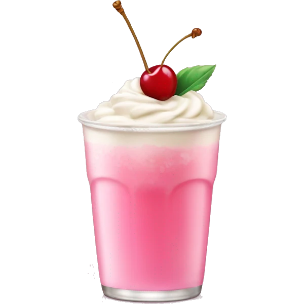 soft Pink soda drink with cream and cherry on top emoji