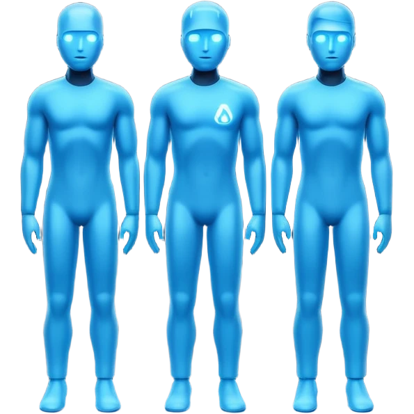 AI letters above three human silhouettes emoji