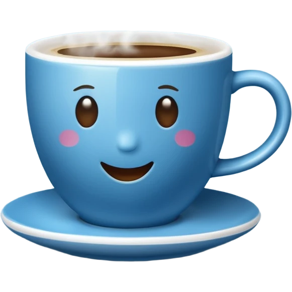 blue coffee cup with steam emoji
