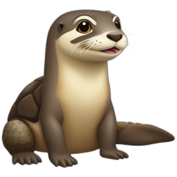 Une loutre sur une tortue emoji