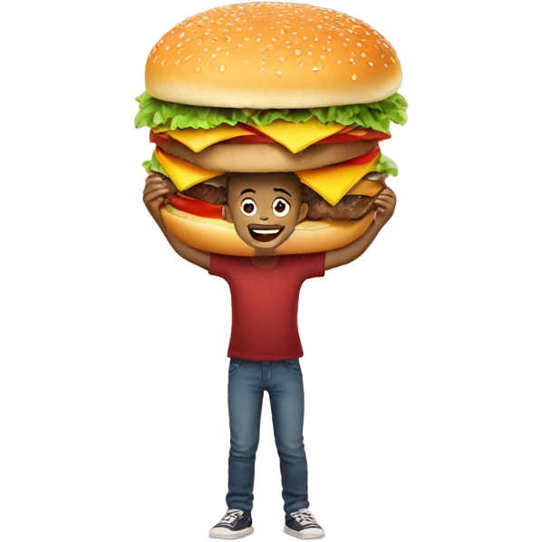 Child with burger emoji