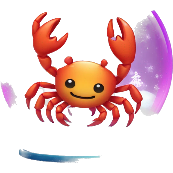 Kawaii neon crab in a magic snow globe  emoji