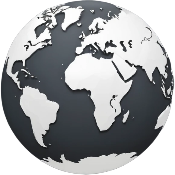 Flat monochrome globe emoji, dark grey Americas silhouette, transparent bg, no gradients emoji