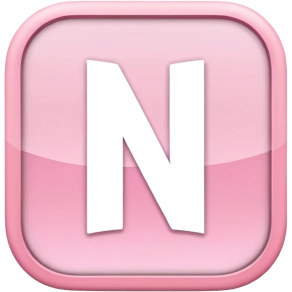 Netflix aesthetic "N" logo in pastel pink with white glowing outline around "N" emoji