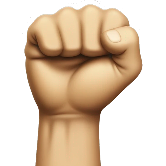 Tintin fist up with gloomy face emoji