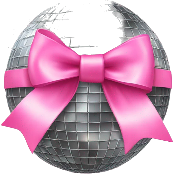Disco ball with pink bow emoji