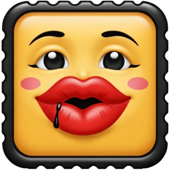 💋 Make kiss stamp in black colour emoji