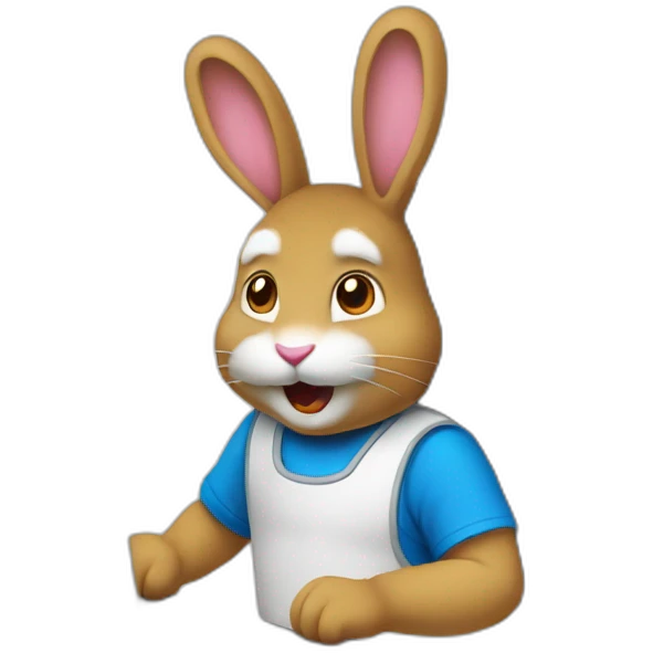 Lapin jouant sur un pc emoji