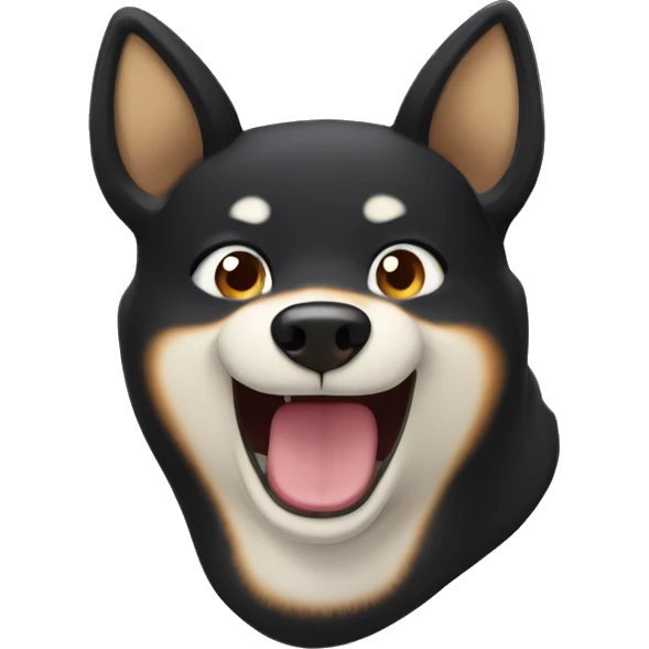 black siba inu face | grinning squinting face | laugh | mouth | satisfied | smile emoji