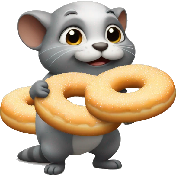 Ardilla esquiando comiendo donas  emoji