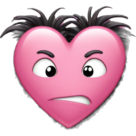 a pink upsidedown heart with black hairs sprouting all over emoji