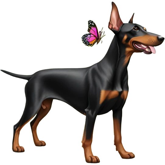 Doberman and butterfly emoji