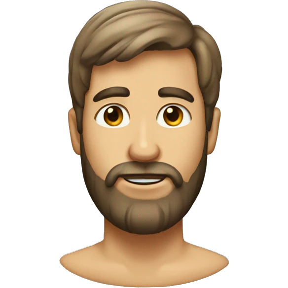 Guy with beard in chin and oval facs emoji