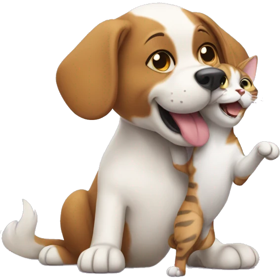 dog playing with cat emoji