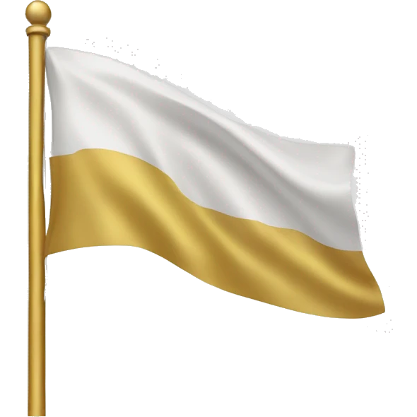 a white flag with golden stripes in the center  emoji