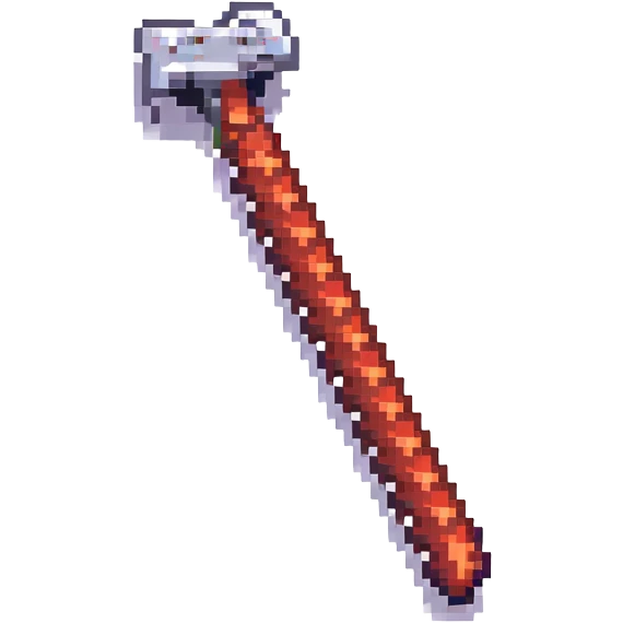 crowbar, Minecraft-inspired, low-res pixel art, red emoji