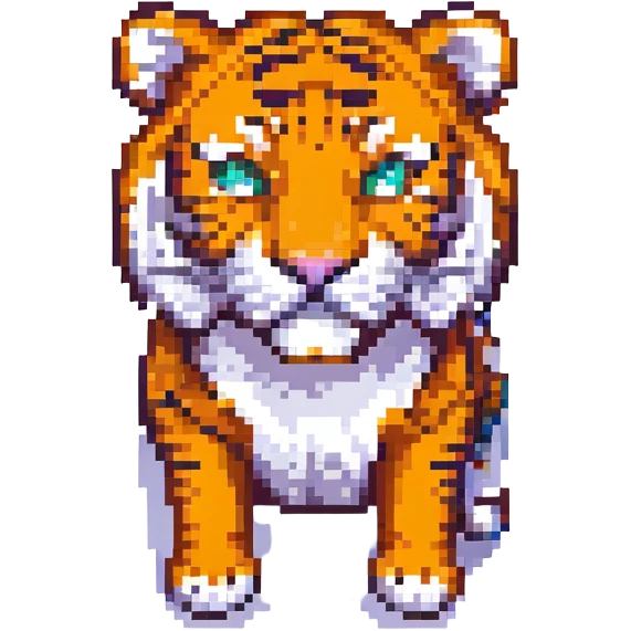 pixel art style tiger, simple and bold, 8-bit look emoji