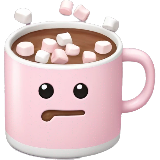 Light Pink mug of hot chocolate with marshmallows  emoji