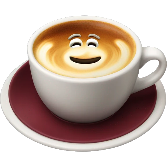 cappuccino in a burgundy mug with saucer emoji