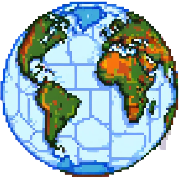 pixel art of a globe with 'NGO' text overlay emoji